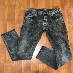 Black acid wash denim 34 waist slim fit